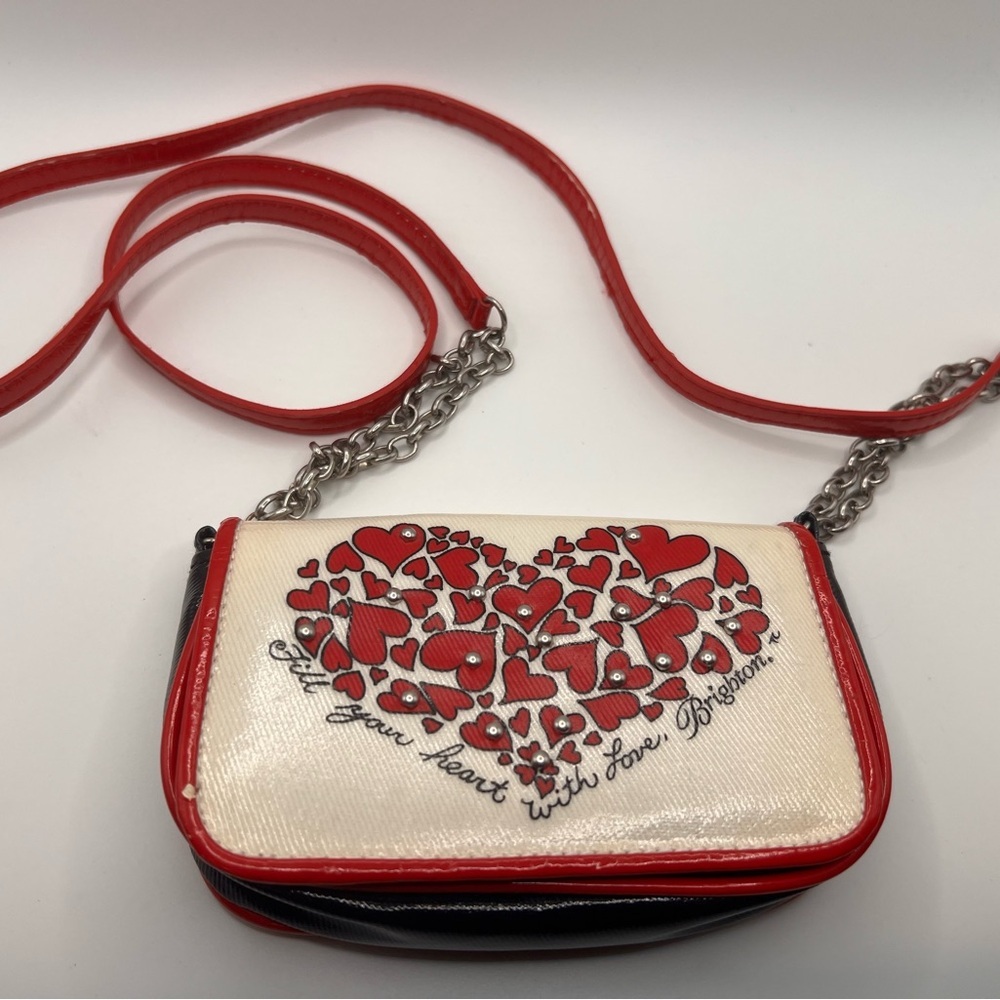 Brighton Red, White & Black Heart Crossbody Bag